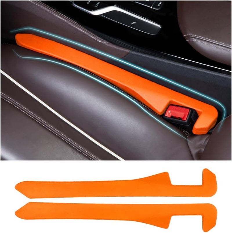 Junecarp Car Seat Gap Filler 2 Pack,Flexible Car Gap Filler Organizer to Stop Items from Dropping,Essential Interior Car Accessories Seat Gap Plug Perfectly Fits Car Gap (Orange) - Image 1